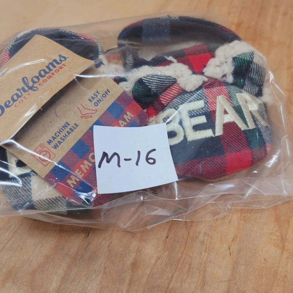 Dear Foams Slippers Baby Size 1/2 Baby Bear Plaid